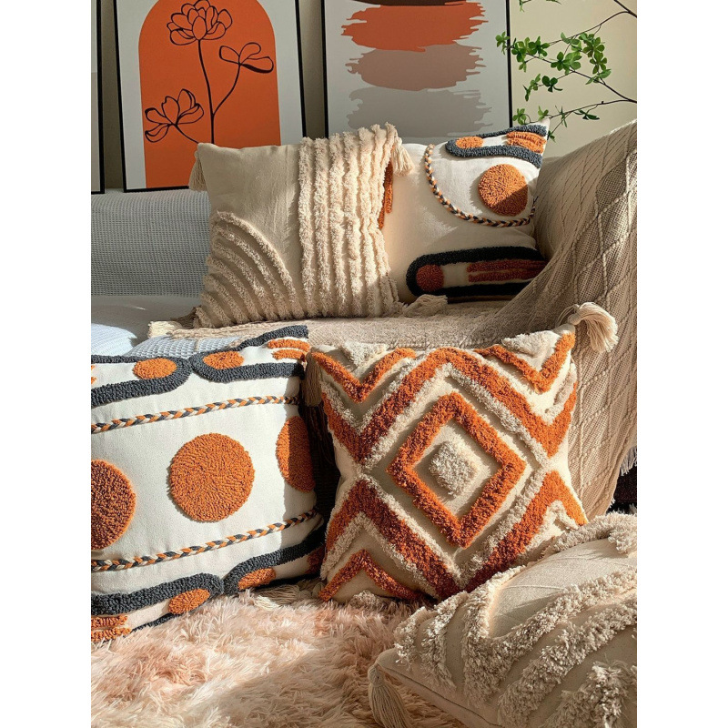 Nórdico abrazos rojos Simia funda de almohada de lujo ligero sofá sala de estar almohada de borda cojín