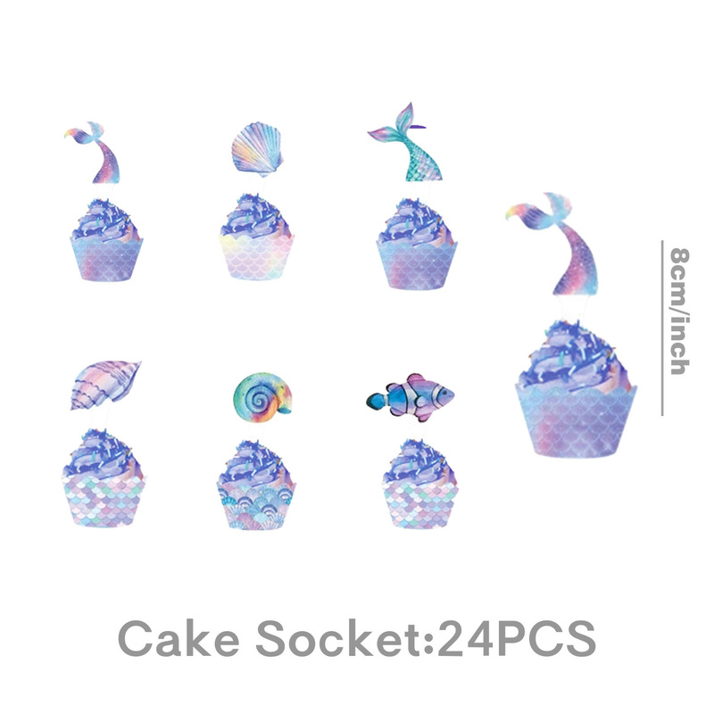 新美人鱼主题派对用品生日装饰聚会场地布置道具生日拉旗螺旋桌布|undefined