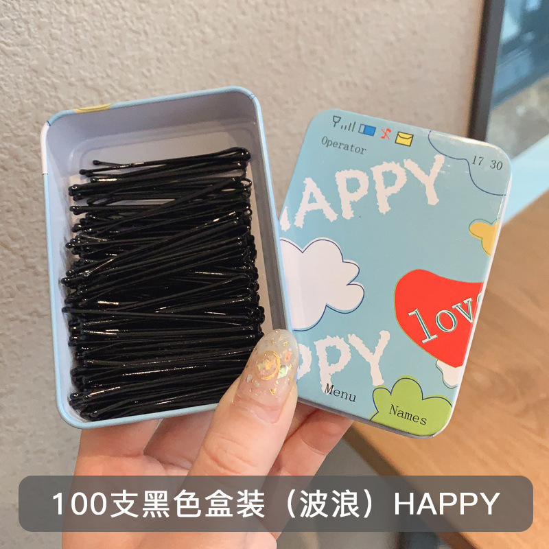 黑色U型波浪发夹固定刘海碎发侧边一字夹基础小钢夹头饰发卡|undefined