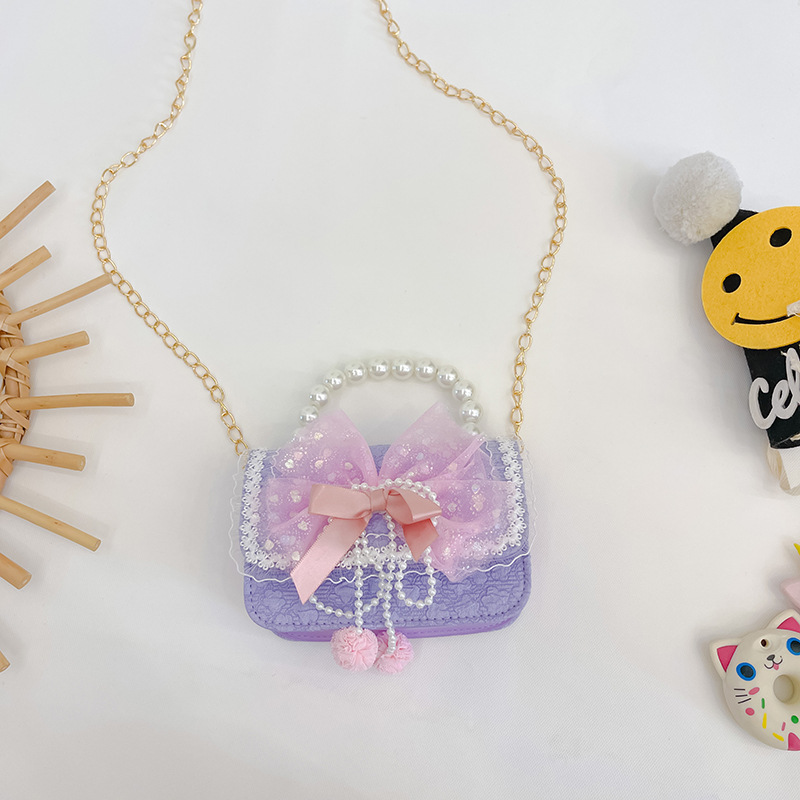 Moda princesa bolso estilo coreano arco cadena mensajero bolsa niña MINI BOLSA cuadrada accesorios de viaje