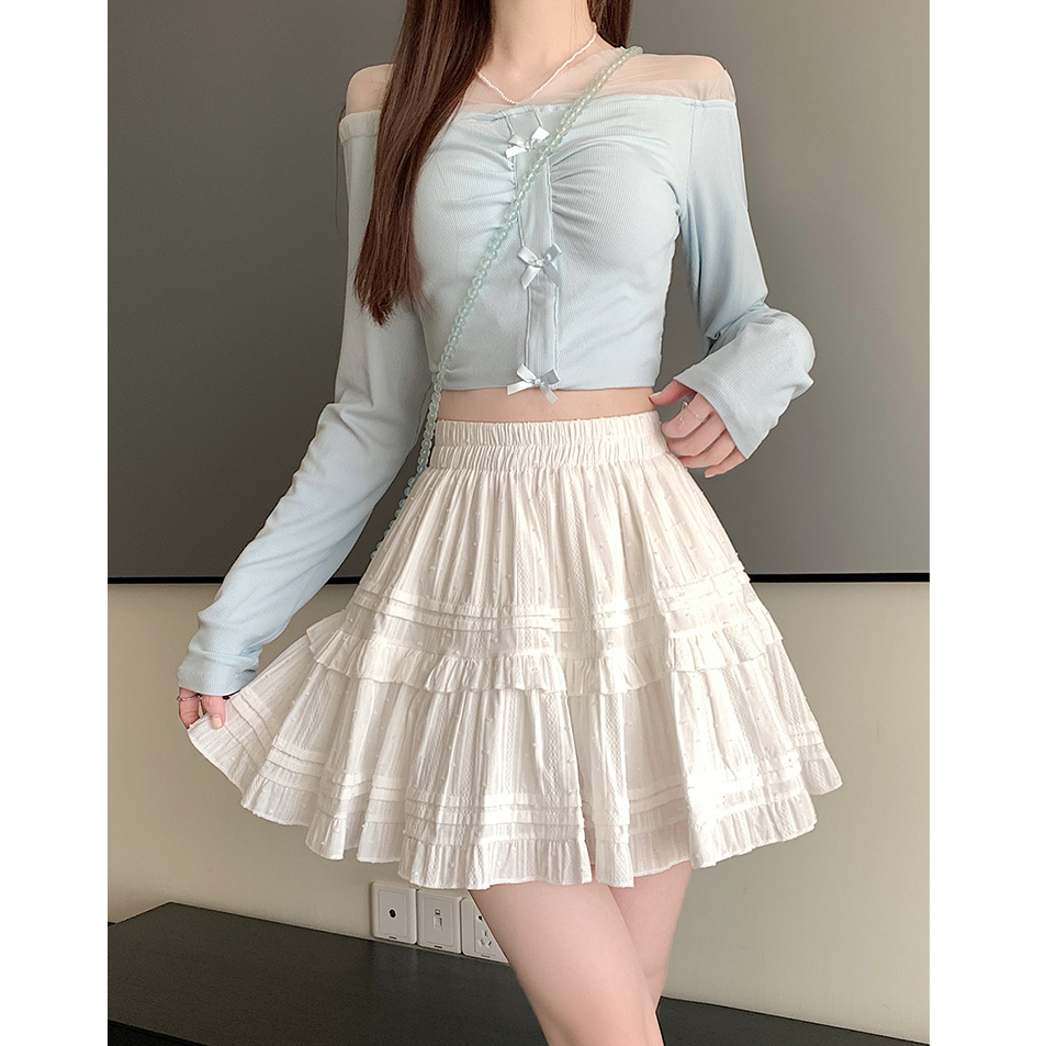 Ruffled White Cake Skirt Women's 2025 Summer New All-match Puff Skirt A- line Short Skirt