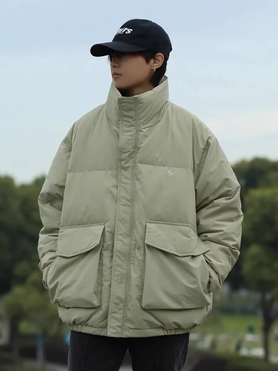 Men's keep warm three dimensional winter retro down jacket, loose fit, increased thickness