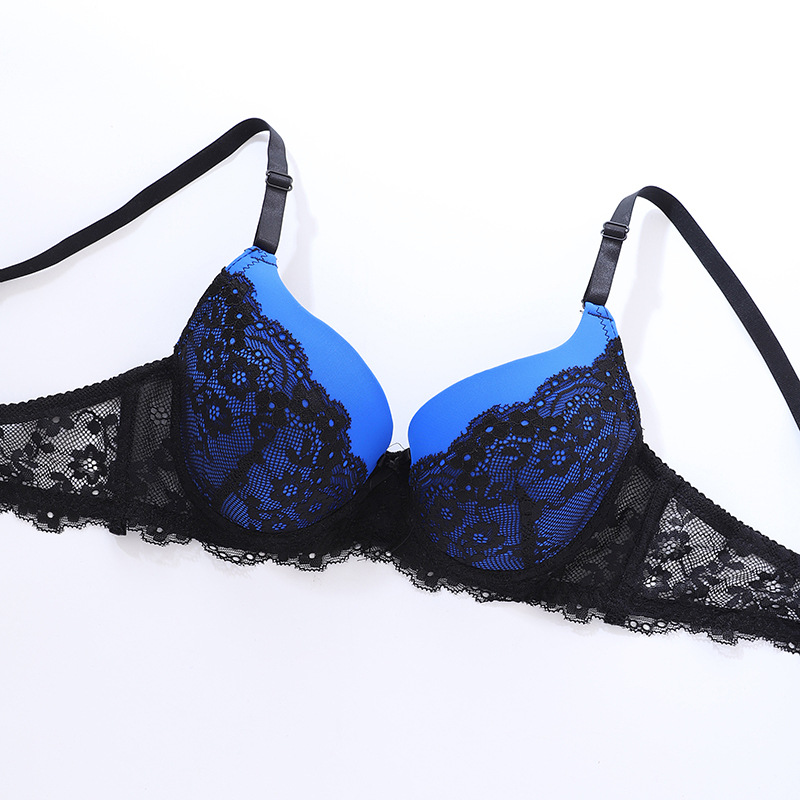 Sexy lace contrasting women's set, underwear, bra triangle pants set_voghion.com