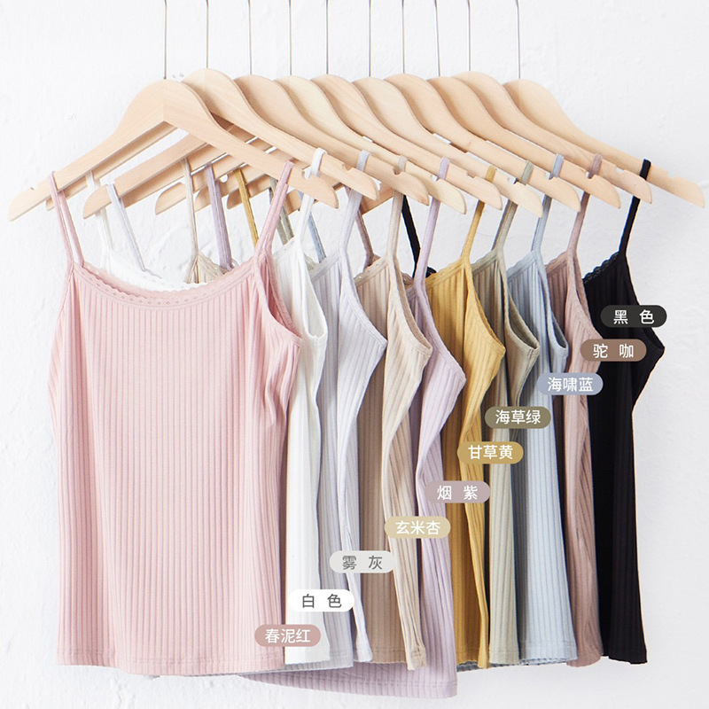 Small Spaghetti Strap Ribbed Cotton Trim Round Neck 2957 Mina Shudan Ribbed Cotton Inner Knit for Spring and Summer Small Spaghetti Strap Ribbed Cotton Trim Round Neck 2957 Mina Shudan Ribbed Cotton Inner Knit for Spring and Summer