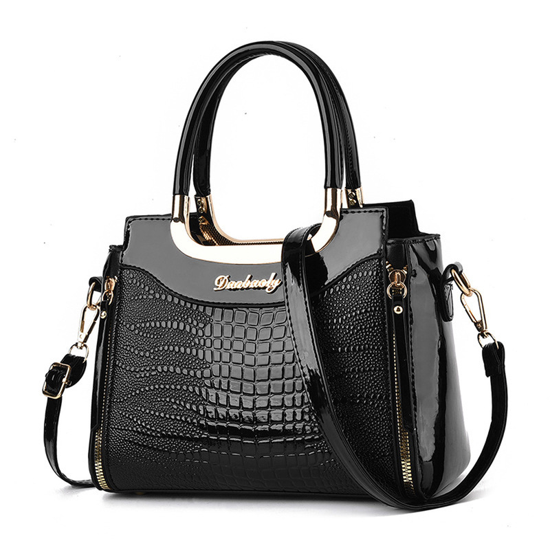 Handbag bag Taizhou women's bag platinum bright leather crocodile pattern bag women's texture cross-border all-match foreign trade bags