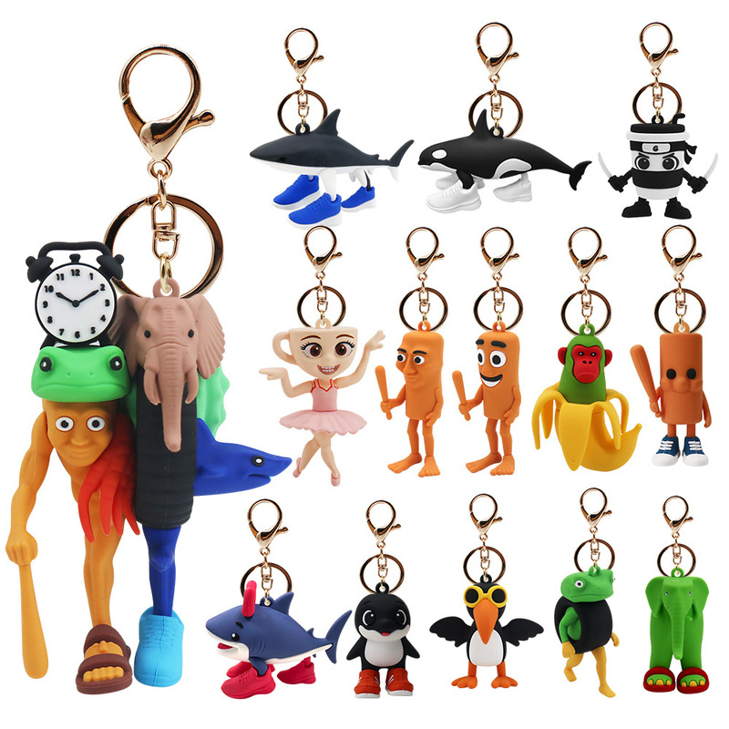 Cross-Border Shan Hai Jing Keychain Ai Foreign Shan Hai Jing Toy Tungsahur Shark Wooden Stick Man Pendant Wholesale Cross-Border Shan Hai Jing Keychain Ai Foreign Shan Hai Jing Toy Tungsahur Shark Wooden Stick Man Pendant Wholesale