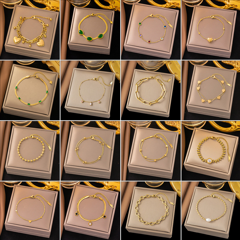[Best Bracelet Hot Style 2] European and American Temperament High-End K Gold Cross Titanium Steel Bracelet Niche Design Cold Style Women