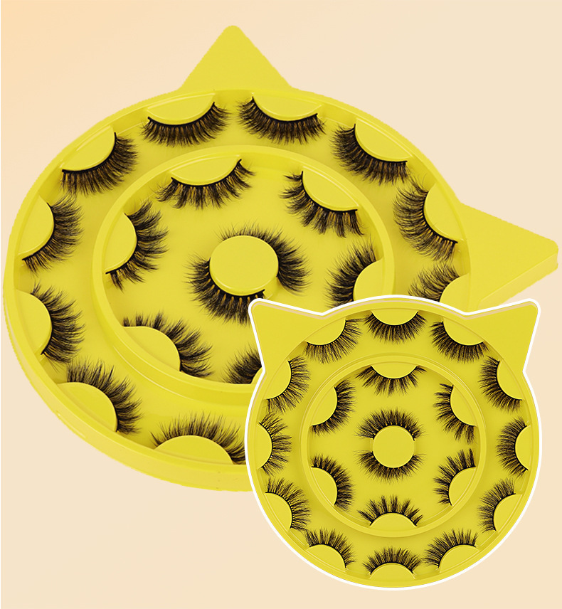Cross-border new hanging style cute cat false eyelash one-piece ten-pair set, European and American 3D thick chemical fiber eyelash manufacturer undefined