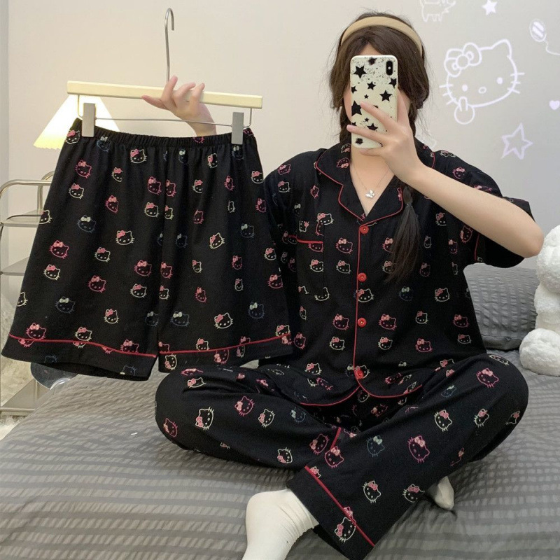 순면-헬로키티 쓰리피스 반팔+반바지+바지