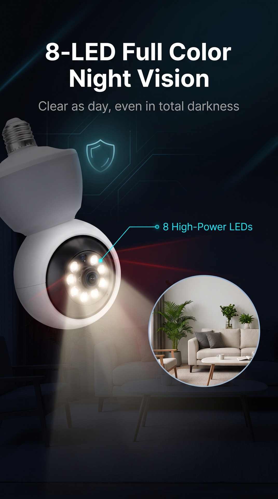 Yoosee 1080P smart light bulb camera with night vision, WiFi