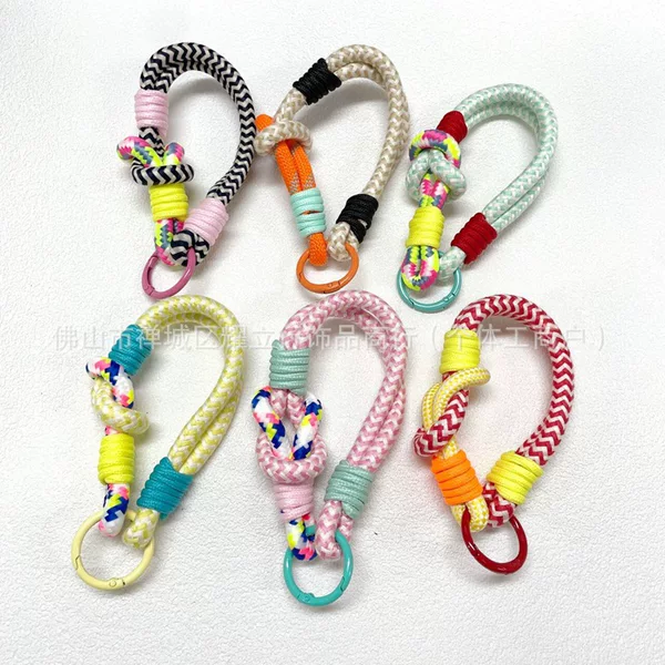 New Phone Case Pendant Anti-Drop Personalized Rope with Keychain Trendy Bag Large Single Buckle Lanyard with Knotted Short Rope Hanging