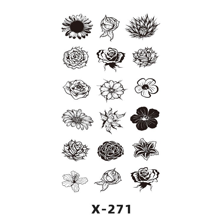 Arco de flor pequeña pegatinas de tatuaje fresco 3D dibujos animados transfronterizo Henna rosa impermeable texto en inglés pegatinas de tatuaje