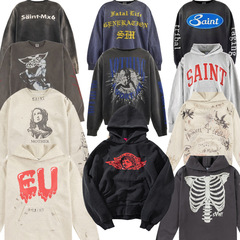 跨境Nic Saint Michael hoodie VINTAGE做旧印花美式宽松帽衫卫衣