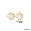 Double-sided golden design necklace stainless steel handmade, four-leaf clover, 15mm, light luxury style