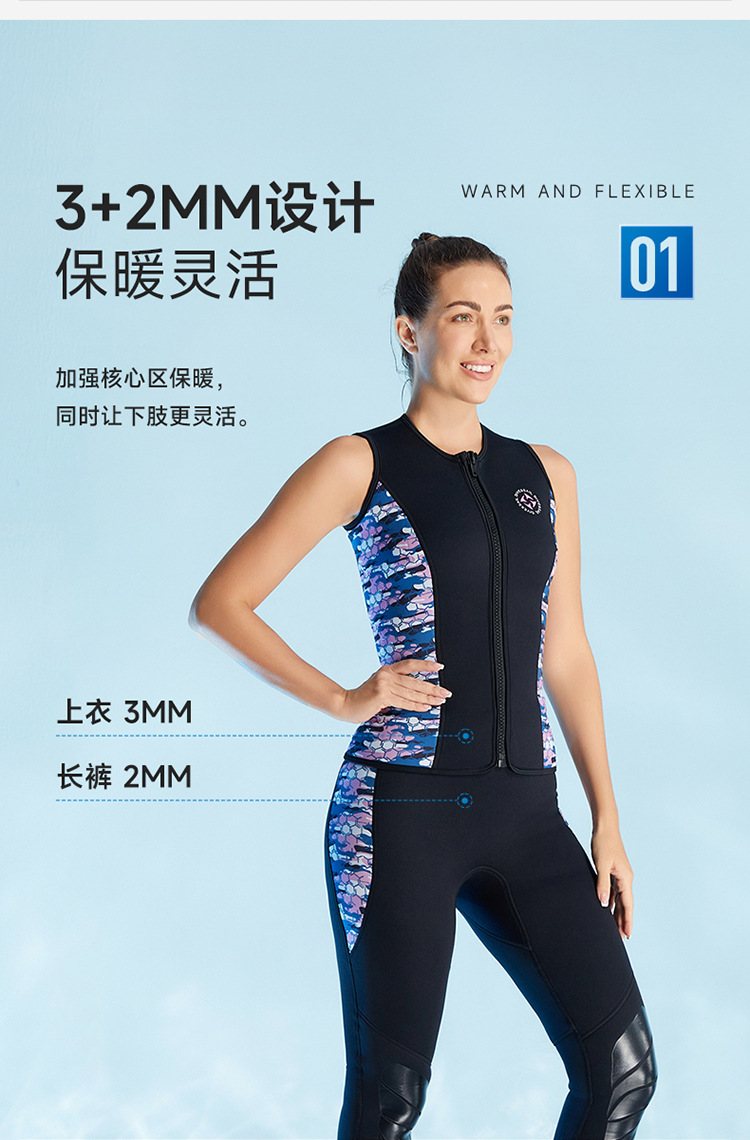 Description Picture 6 of itemWetsuit Vest/Pants Womens Mens 3-2mm Neoprene Sleeveless Wet Suit Tops with Front Zipper, for Diving Surfing Snorkeling Swim