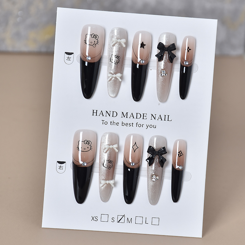 Arco negro adorable chica manicure desgaste manicure pieza de fabricación desmontable al por mayor manicure pieza de fabricación
