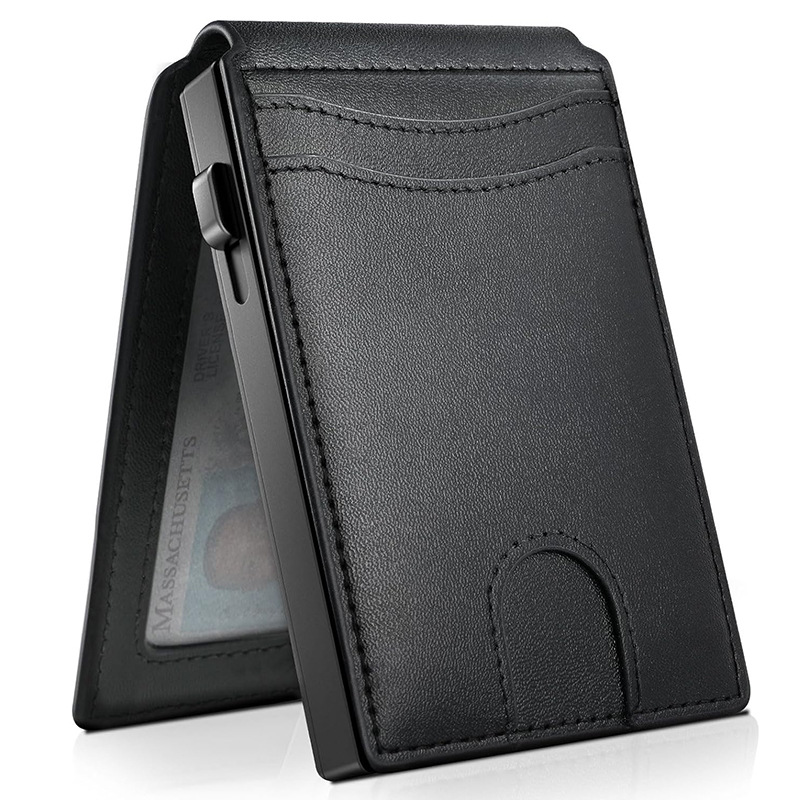 Nuevo metal transfronterizo magsafe bolso de tarjetas de fibra de carbono cartera de cuero al por mayor Apple móvil bolso de cambio de piel