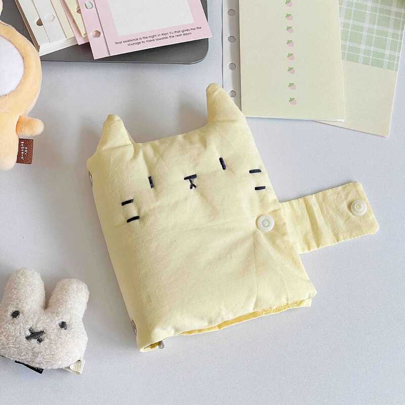 Cute Cartoon Cat M5 Fabric Notebook, Detachable and Portable, High-Value Design for Students
