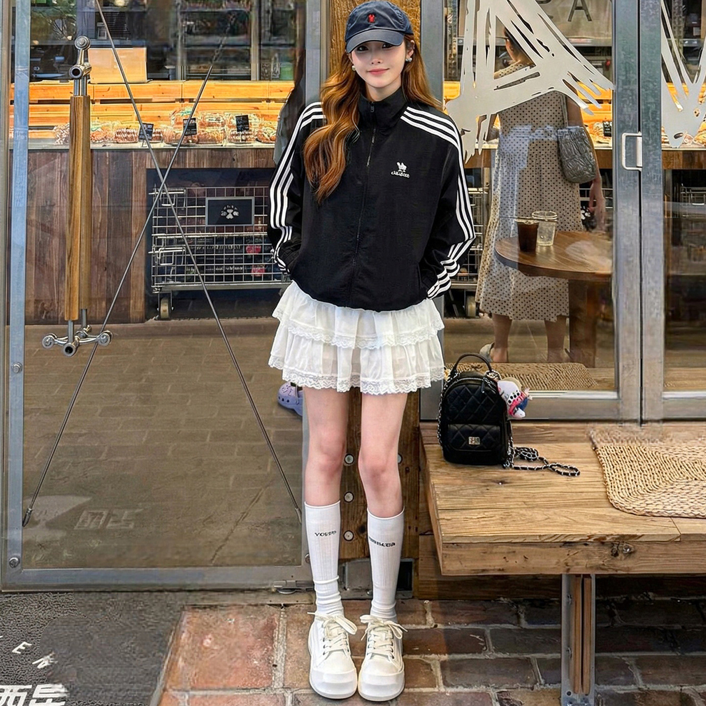 法式甜美风白色蕾丝花边蛋糕裙女2026春款高腰宽松小个子a字短裙