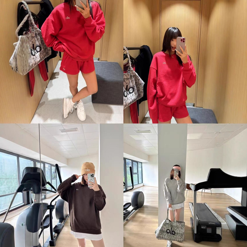 Alo Autumn and Winter Terry Simple Round Neck Sweatshirt for Men and Women, High Quality Pure Cotton Dyed Rib Fabric 380g Alo Autumn and Winter Terry Simple Round Neck Sweatshirt for Men and Women, High Quality Pure Cotton Dyed Rib Fabric 380g