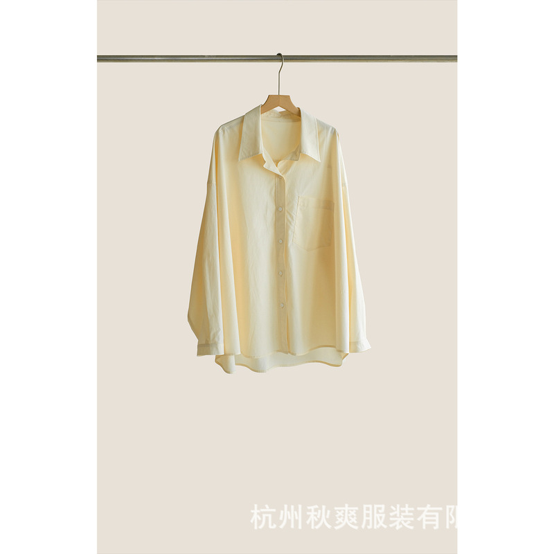Spring and Autumn New Modal Cotton Shirt for Women, Loose Oversized Drop Shoulder Light-Colored Top, Elegant Versatile Long-Sleeve Shirt
