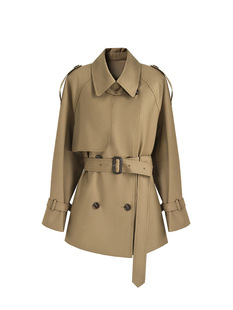 Jiazehua mid-length windbreaker for women in spring and autumn new Korean double-breasted slim small women's coat jacket