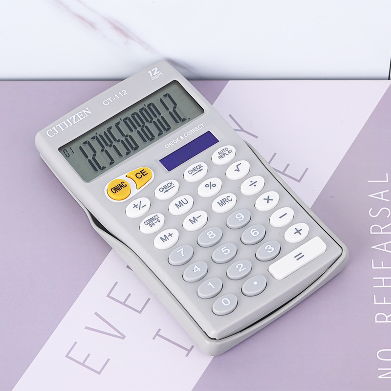 Calculadora de pantalla grande de 12 bits CT-112 negocios creativo de doble potencia solar Oficina suministros de computadora al por mayor