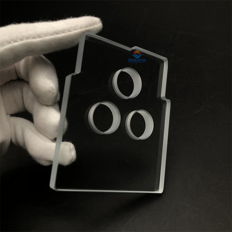 8mm厚超白光学玻璃板 台阶挖孔通孔精磨钢化玻璃