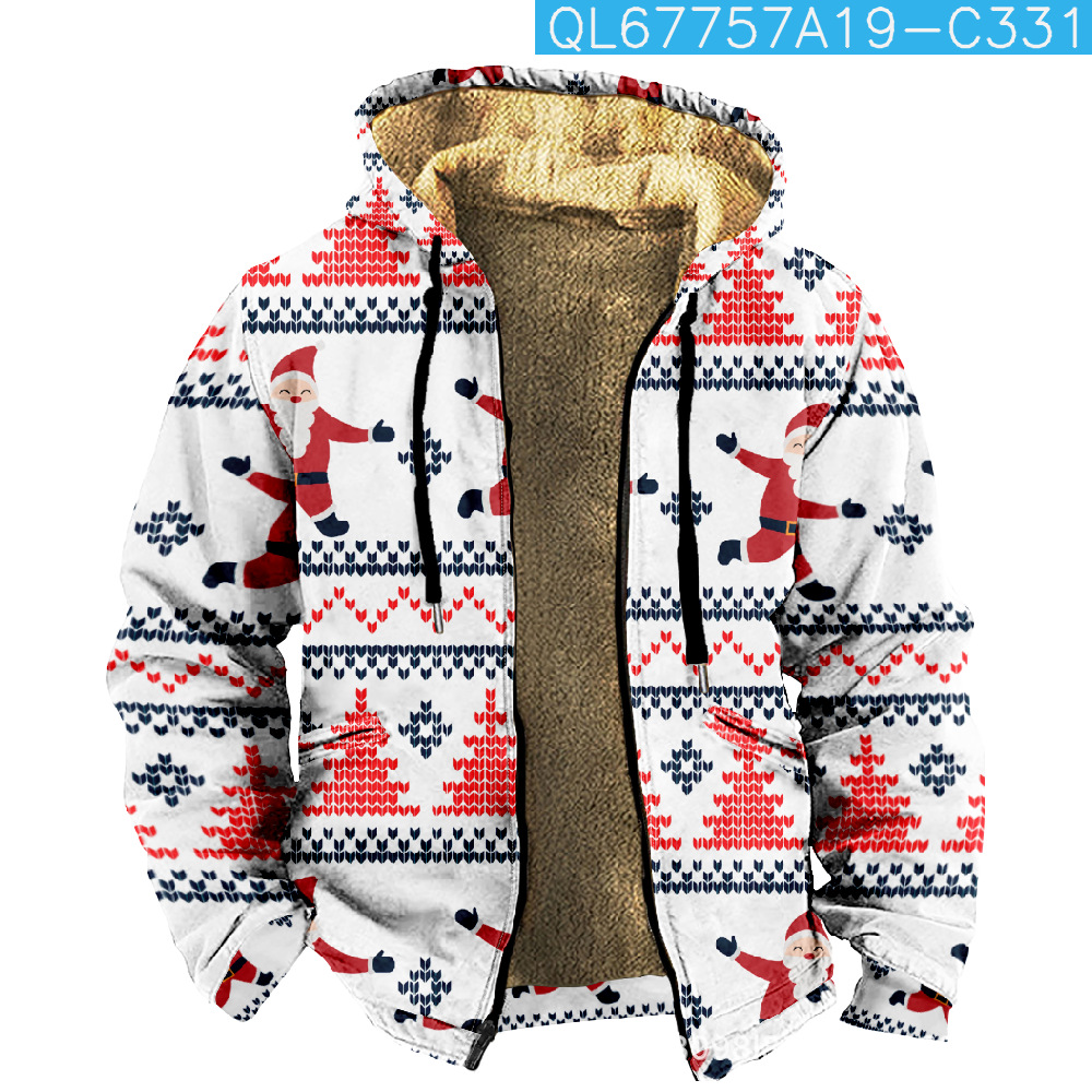 Ropa de invierno engrosada con forro polar transfronterizo Forro de doble capa de Santa Claus Chaqueta acolchada de algodón de terciopelo grueso Cremallera Bolsa de excavación Chaqueta acolchada de algodón cálido