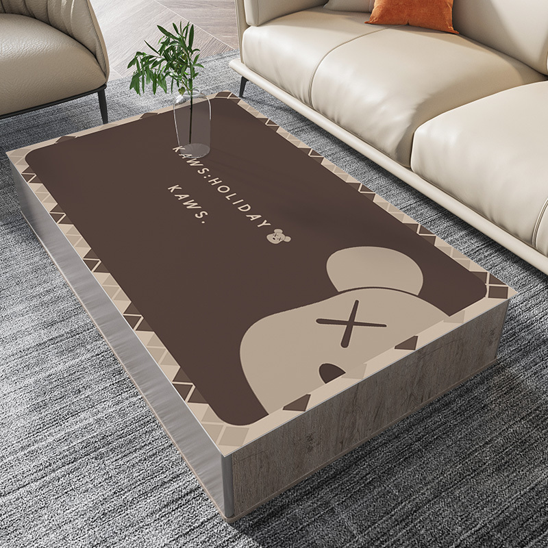 Coffee table tablecloth wash-free waterproof anti-oil anti-hot tablecloth rectangular light luxury living room dining table heat insulation mat