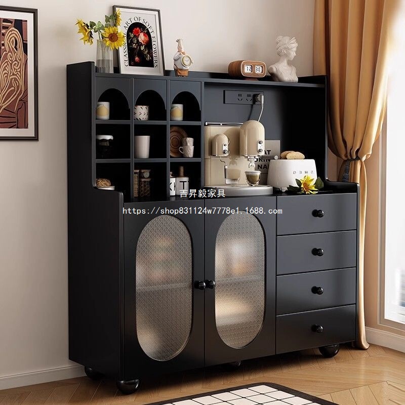 Solid Wood Sideboard Against the Wall, Integrated Storage Cabinet, Living Room Storage Cabinet, Kitchen Cabinet, Sofa Side Table, Coffee Machine Cabinet