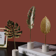 Light Luxury Metal Leaf Ornament Living Room TV Cabinet Bar Cabinet Study Bookshelf Decor Office Desk Accessory