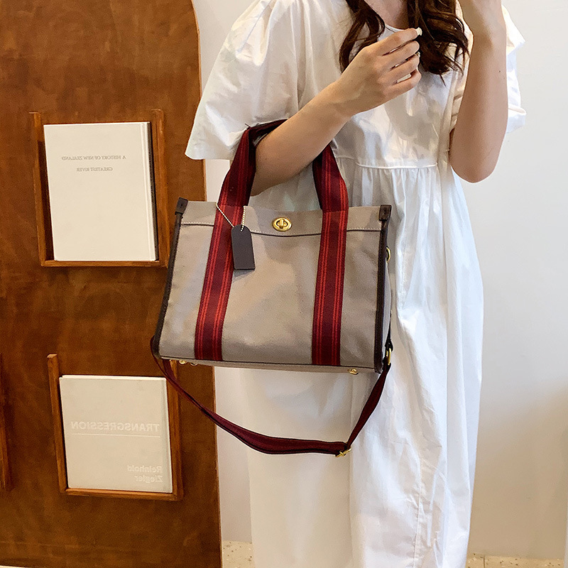 Bolsos para mujer, bolsos cruzados de moda, nuevos bolsos de lona retro simples, bolsos de mano de colores contrastantes de tendencia nicho