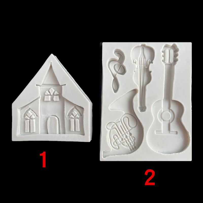 Castillo violín violonchelo trompeta nota musical molde de silicona decoración la torta chocolate epoxi arcilla