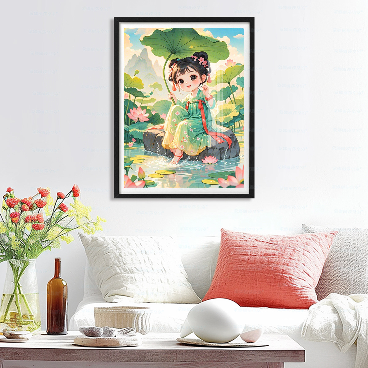[Algodón importado] Mona Lisa Royal Cross Stitch Verano Lotus Pond Fresco y simple Sala de estar Estudio Bordado hecho a mano image 4