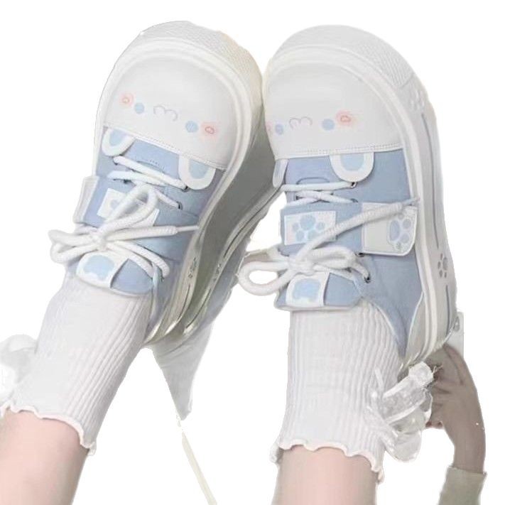 Milk Huhu House Lindas chicas suaves zapatos de lona suaves y lindos zapatos de lo suaves y cómodos zapatos de tabla lindos de plataforma pequeña zapatos casuales