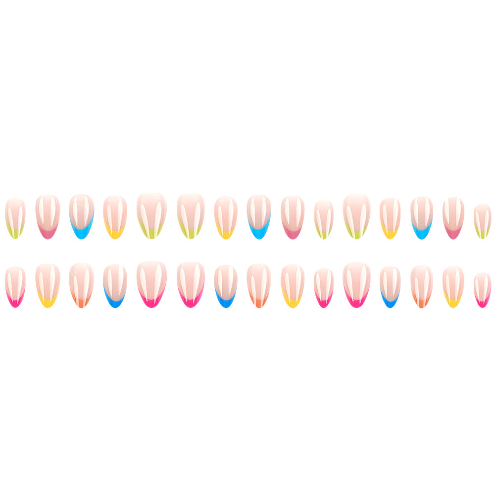 Ventas transfronterizas en caliente de color francés borde desgaste de uñas vibrante y brillante estilo de moda 30 piezas de parche de uñas terminadas