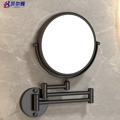 Wall-mounted rotating and extendable foldable hole-free makeup mirror, bathroom and shower mirror, vanity and beauty mirror for hotels
