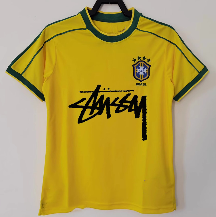 ブラジルジャージ ステューシー ステューシー シグネチャーバージョン 特別記念版 半袖トレーニングウェア サッカーユニフォーム|undefined