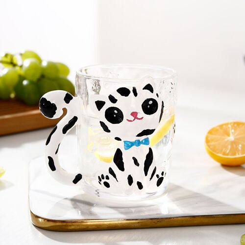 Japanese hand-painted embossed glass cup cute girl heart bunny cup couple style coffee cup creative home cartoon cup