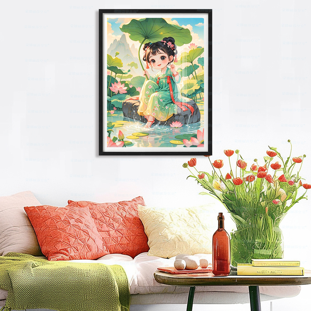 [Algodón importado] Mona Lisa Royal Cross Stitch Verano Lotus Pond Fresco y simple Sala de estar Estudio Bordado hecho a mano image 6