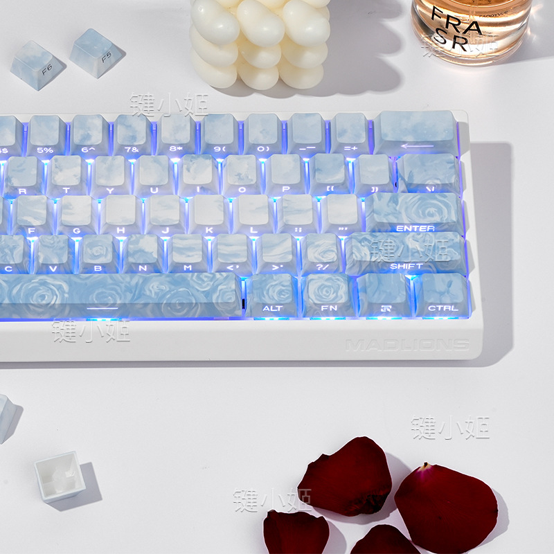 ローズコーストキーキャップ箱入りサイド刻印半透明オリジナルカスタムキーキャップ5面昇華ウーティング|undefined
