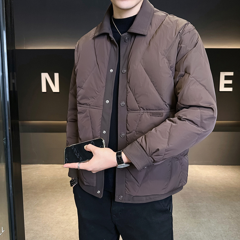 2025 Winter New Men's down Jacket Fashion Slim Fit Youth Lapel down Jacket Men's Warm down Jacket