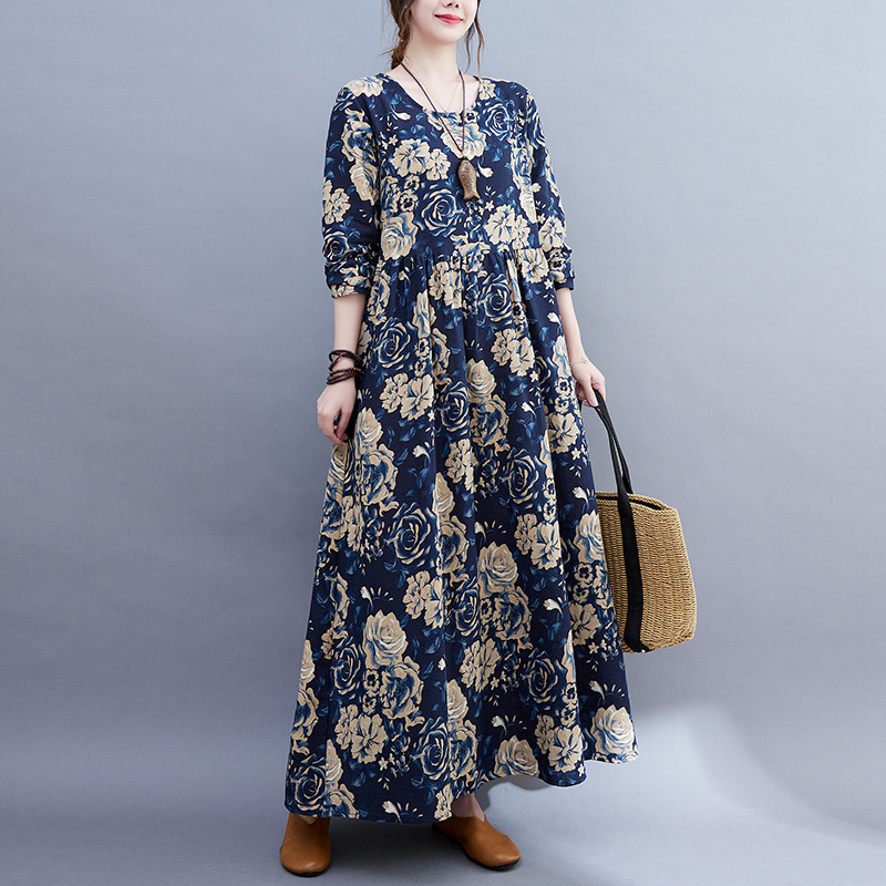 Autumn retro ethnic long-sleeve