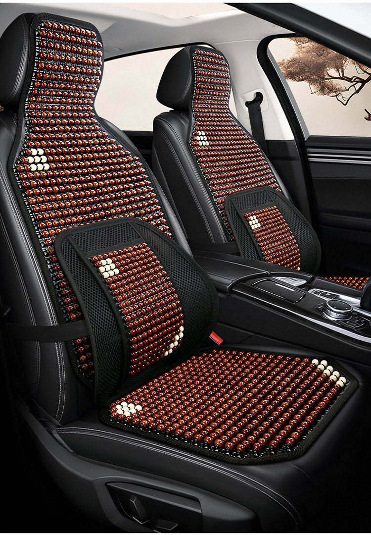 Car Seat Cushion Summer Cooling Pad Single Piece Ice-Cool Pad for Large and Small Cars, Truck Ventilation Breathable Wooden Bead Universal Front Seat Pad