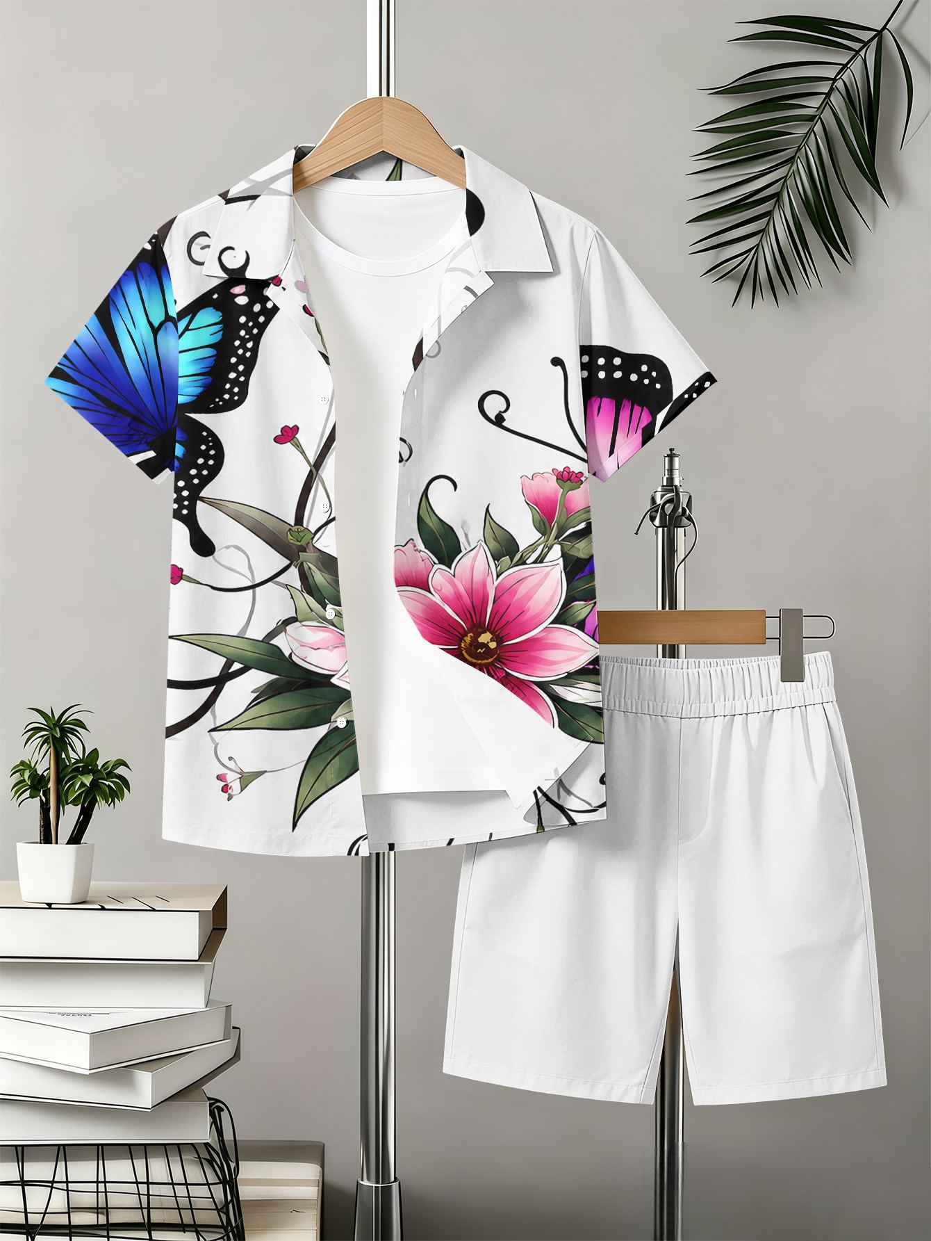 Boys Patterned 3d Printed Shirt And Shorts Summer Set_voghion.com