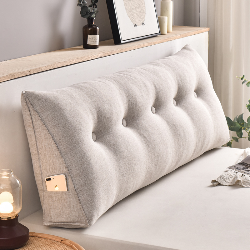 Algodón y lino triángulo noche cojín cama almohada gran respaldo cintura cojín tatami sala de estar dormitorio bolsa suave extraíble y lavable