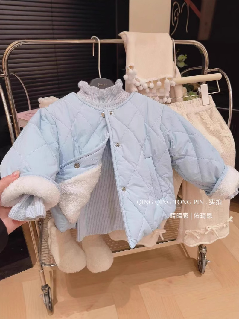 Chaqueta de algodón de invierno de niñas para niños 2025 ropa de invierno para bebés coreanos con camisa de algodón gruesa y cálida