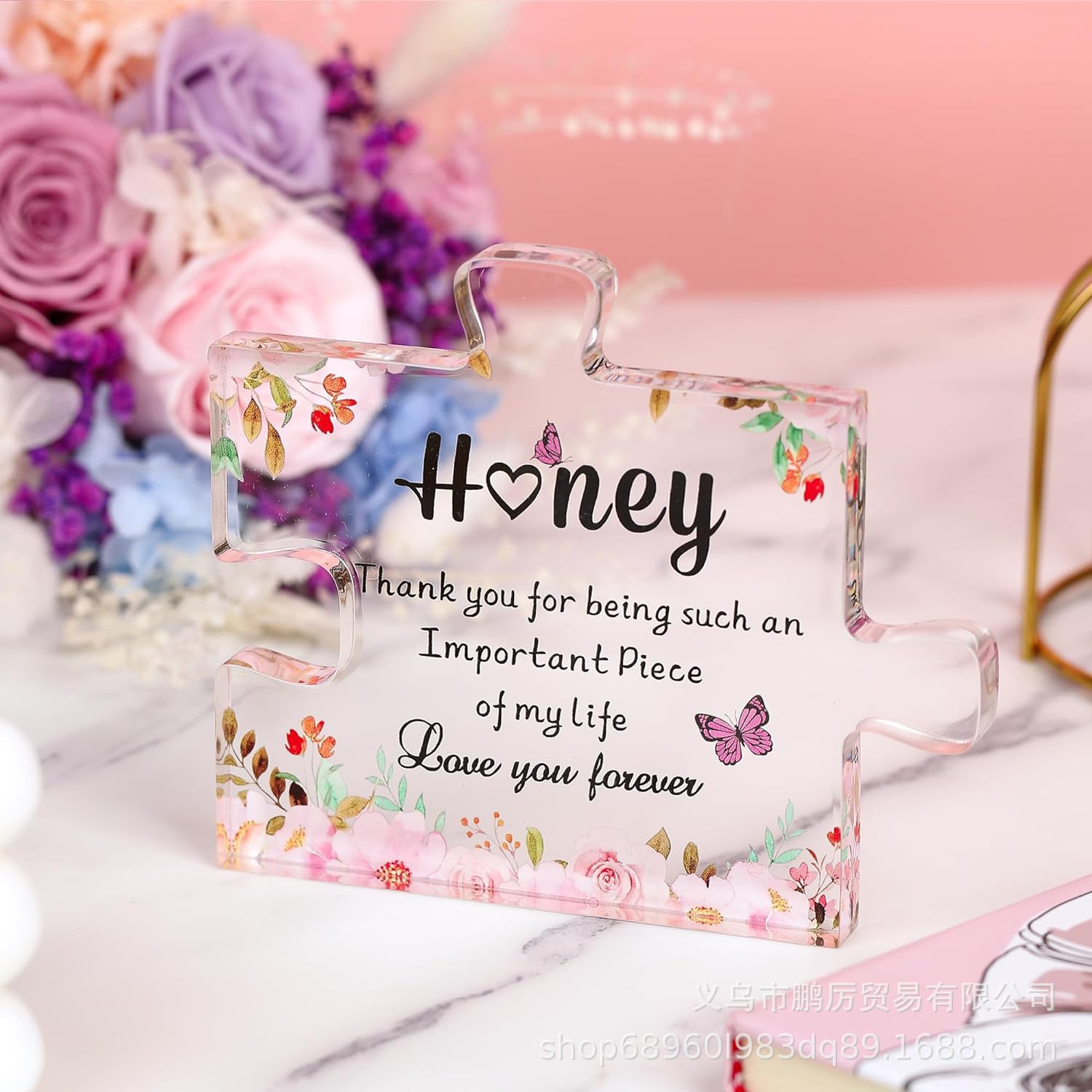 亚马逊跨境新品透明亚克力拼图蜜蜂款送给朋友男士女生情人节礼物