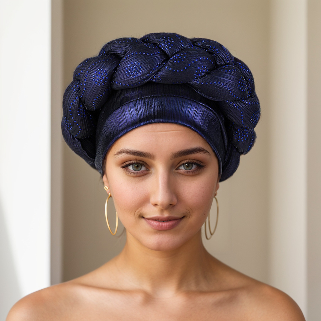 Turban hijab musulmano alla moda con treccia e strass_voghion.com
